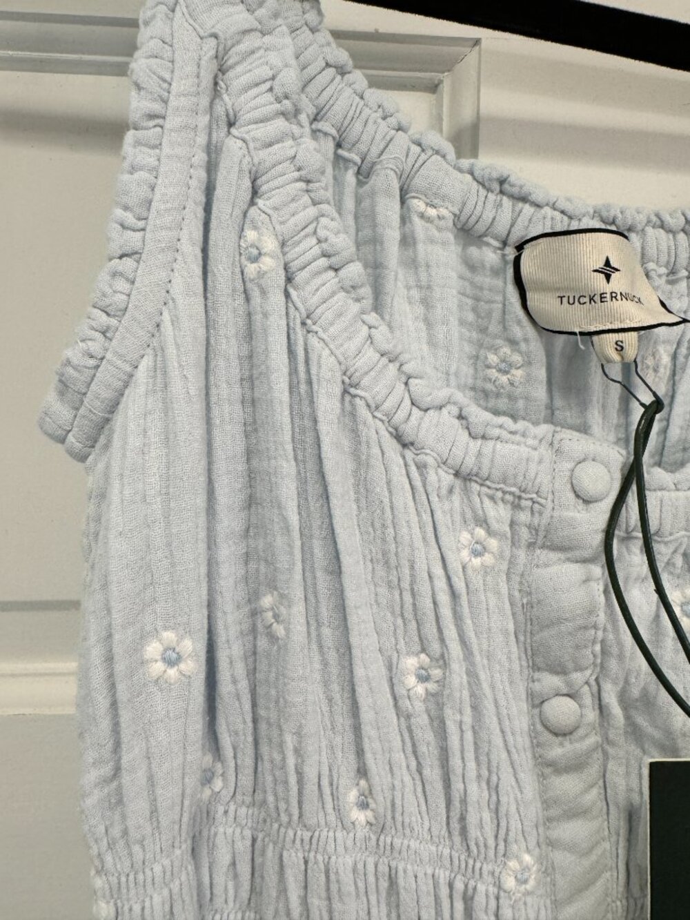*NWT* Blue Gauze Daisy Embroidered Landis Midi Dress S - Picture 5 of 6